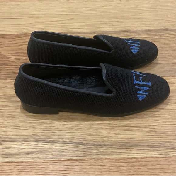 The Larkspur Collection Needlepoint Loafers Monogram NAF FAN NFA Black Blue 7.5 - Picture 4 of 11